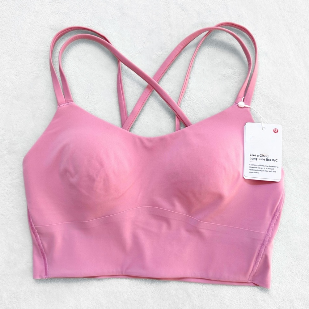 NWT Lululemon Like a Cloud Longline Bra – Pink Frosting – Size 4 (B/C)